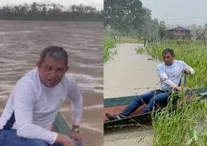 Ferraz posta foto todo molhado em canoa, mas população de Iranduba critica: 'só quer mídia'