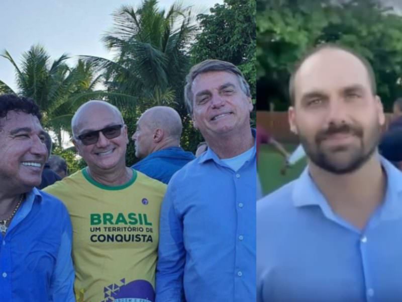 Menezes posa ao lado de Bolsonaro, Eduardo e Magno Malta: ‘orgulho das minhas companhias’