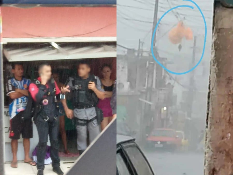 Vídeo: paraquedista cai em telhado de residência durante forte chuva em Manaus