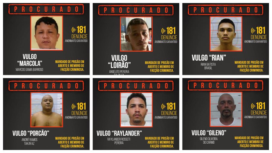 Polícia divulga imagens de mais seis membros de facções criminosas foragidos da Justiça