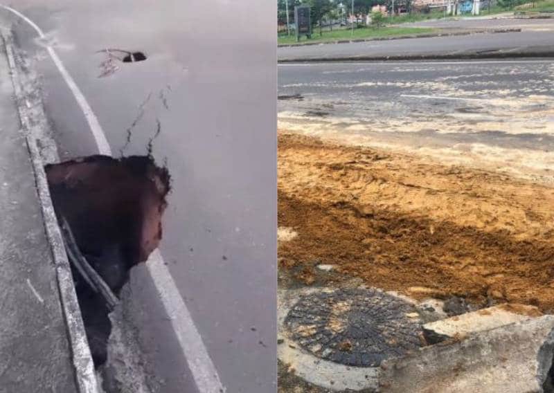 Vídeo: após denúncias, Seminf camufla buracos com barro e deixa parte da avenida Rodrigo Otávio suja