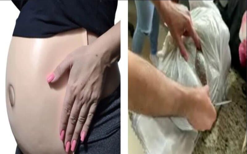 Mulher cria falsa barriga de grávida com 6kg de maconha e acaba presa na estrada