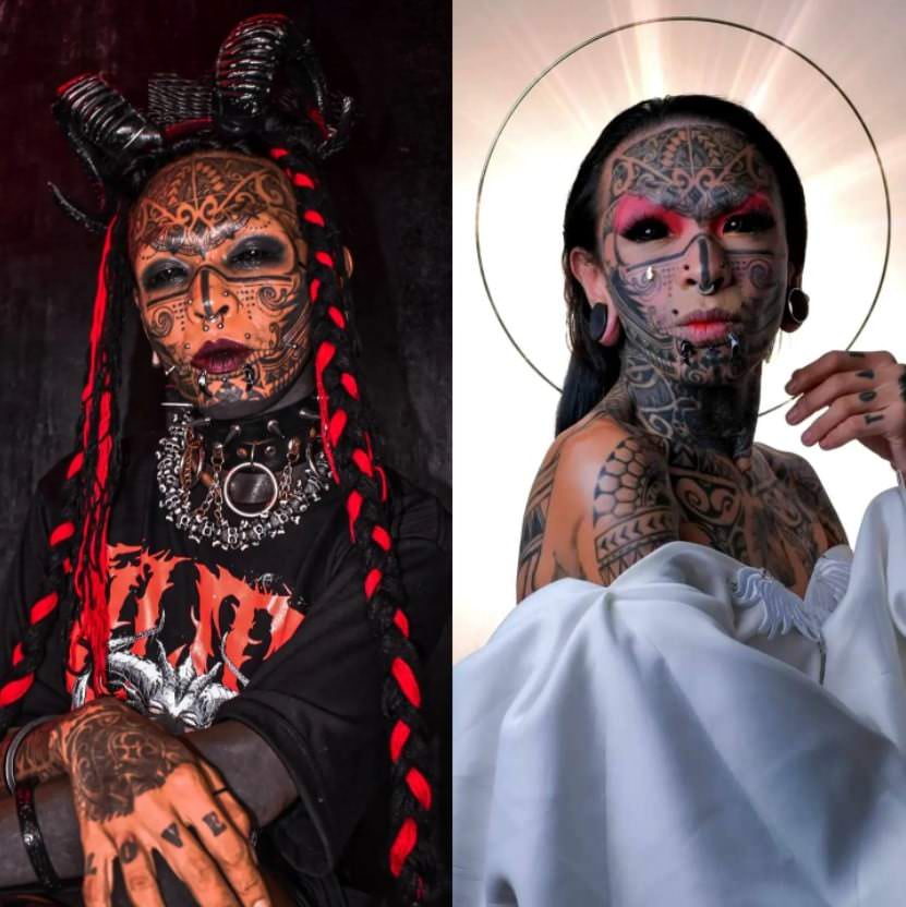Por causa de tatuagens ‘demoníacas’ Influencer é obrigada a passar por exorcismo