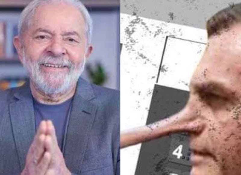 Chamado de ‘nove dedos’, Lula cria meme de Bolsonaro como Pinóquio