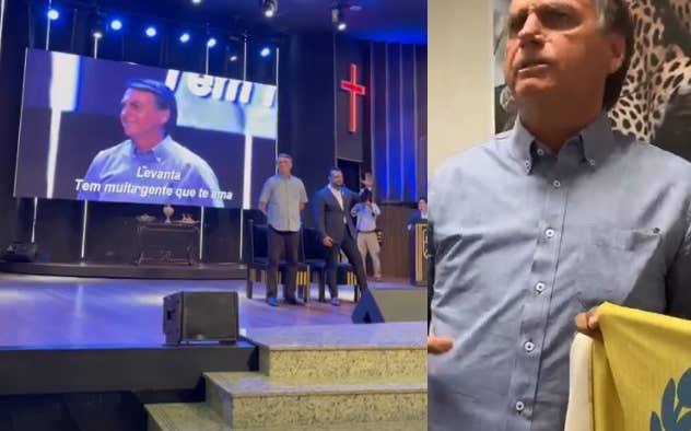 Bolsonaro é recebido aos gritos de ‘mito’ na Igreja da Restauração em Manaus