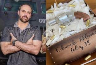 Eduardo Bolsonaro nega que 'bolo com arma' seja referência à morte de militante do PT