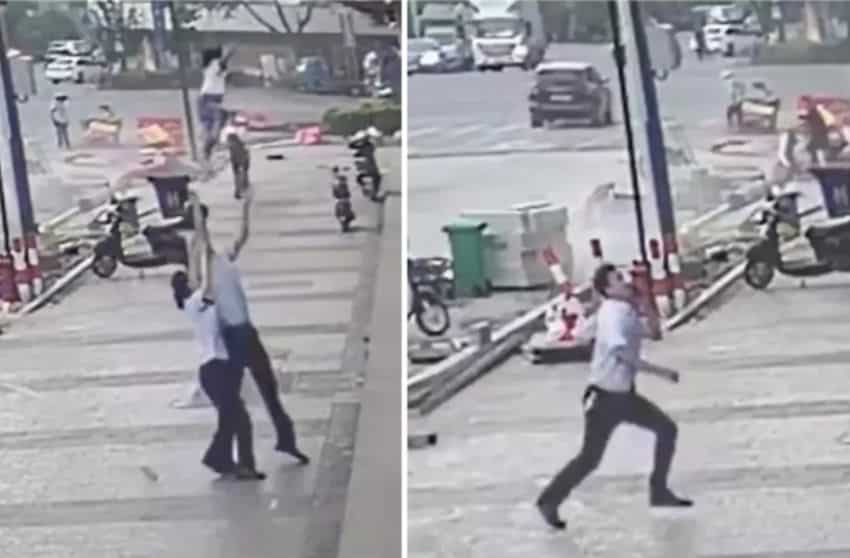 Video: criança cai do sexto andar e é salva por homem que passava pela rua