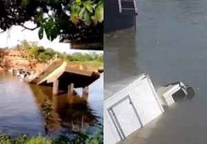 Ponte desaba em trecho da BR-319; vítimas em veículos ficaram feridas