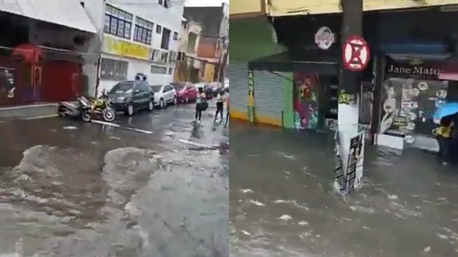 Chuva forte deixa ruas do centro de Manaus alagadas nesta segunda-feira