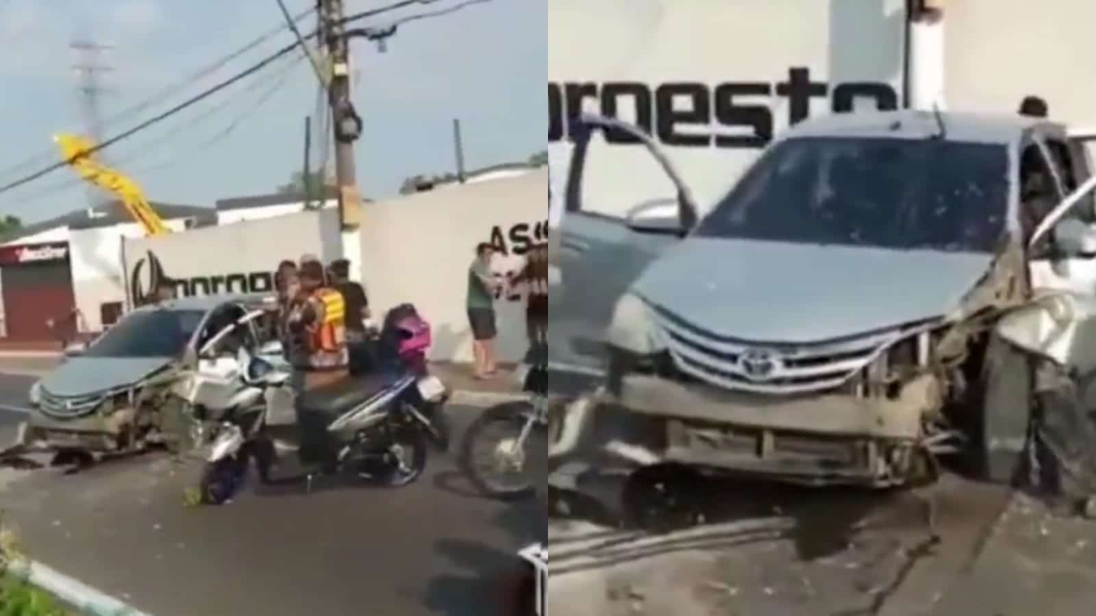 Vídeo: carro desgovernado invade canteiro central e atinge outro veículo na Efigênio Sales