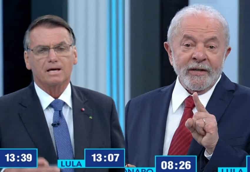 Lula e Bolsonaro se encontram no último debate presidencial antes das eleições deste domingo