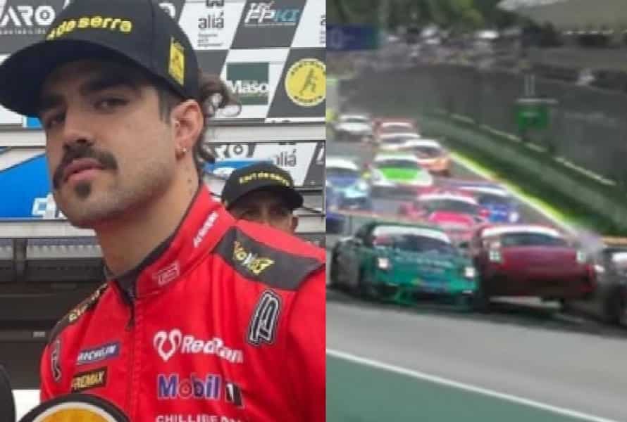 Caio Castro sofre acidente durante GP de Interlagos em São Paulo