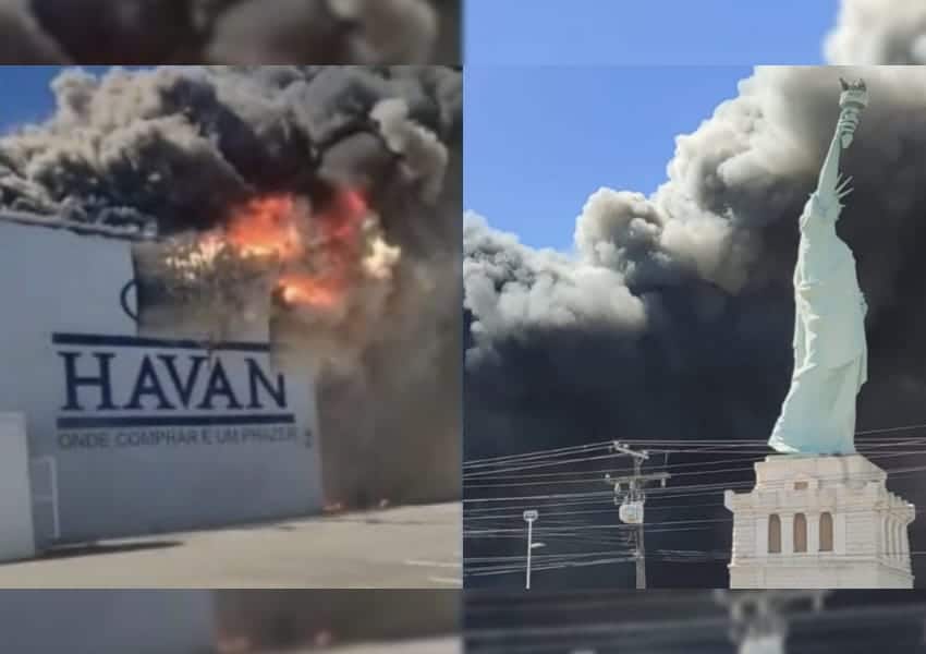 Incêndio de grandes proporções destrói loja da Havan na Bahia