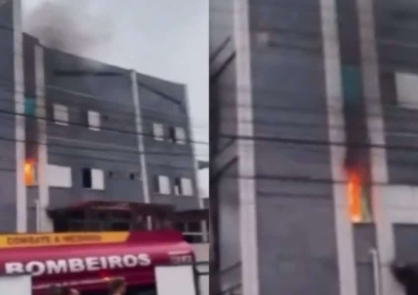 Hóspedes pulam de prédio para se salvar de incêndio em hotel em SC