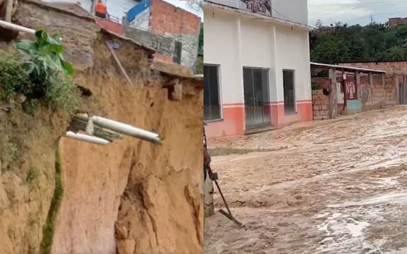 Casas são tomadas por lama após deslizamento de barranco em Manaus