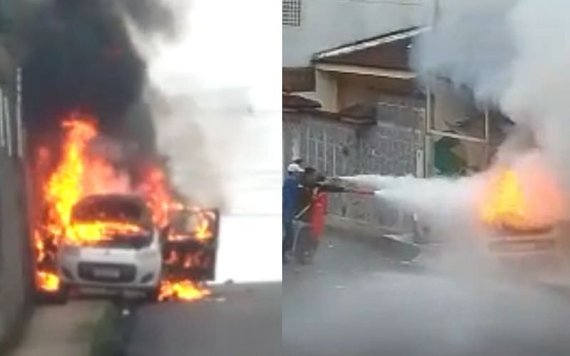 Vídeo: sem freio e em chamas, carro é abandonado em bairro de Manaus