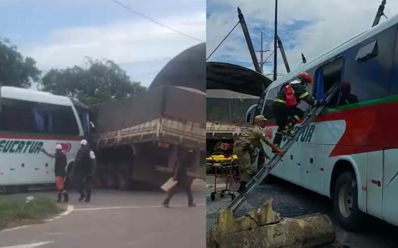 Vídeo: motorista fica preso a ferragens após acidente na BR-174