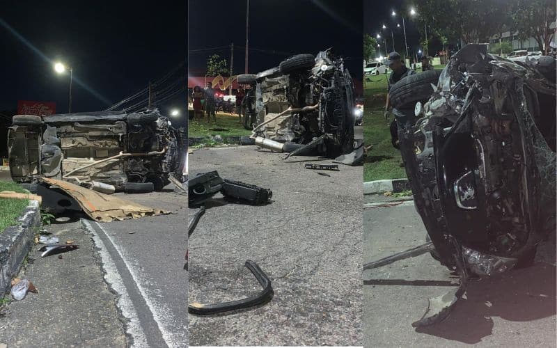 Duas pessoas morrem após carro atingir poste em Manaus