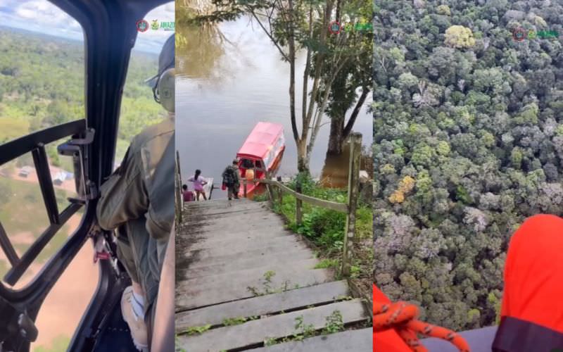 Equipes fazem buscas aéreas, via fluvial e na selva (Foto: CBMAM/Divulgação)