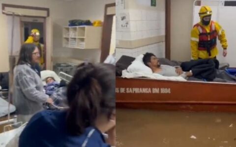 Ciclone inunda cidades no RS e pacientes são resgatados de hospital alagado