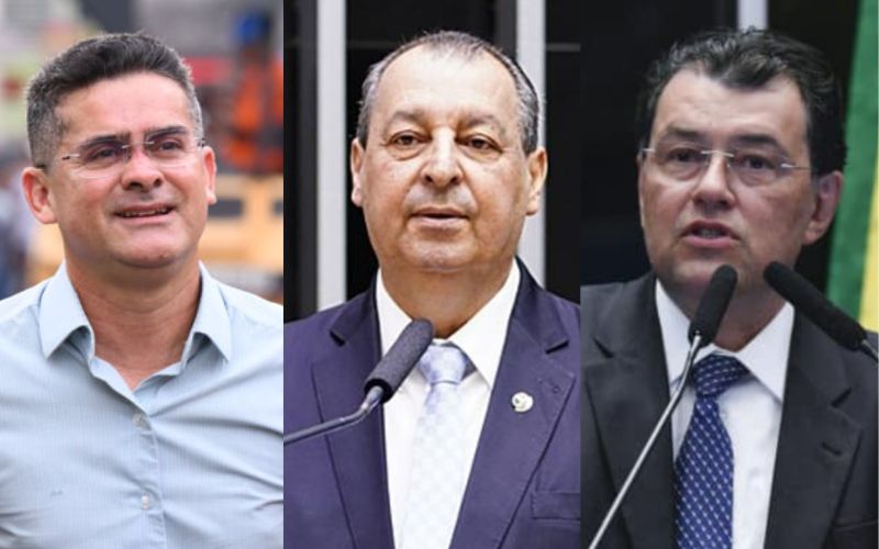 David Almeida, Omar Aziz e Eduardo Braga (Fotos: Reprodução/Redes Sociais e Divulgação/Assessoria)