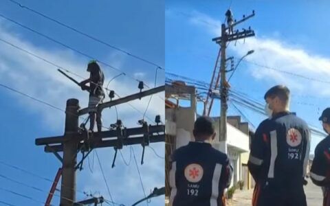 Fugindo da PM, homem sobe em poste e deixa cidade sem luz