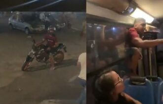 Vídeo: homem se pendura em ônibus para flagrar suposta traição