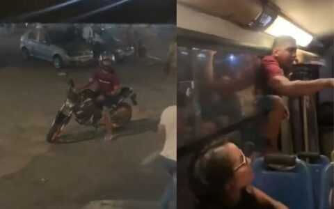 Vídeo: homem se pendura em ônibus para flagrar suposta traição