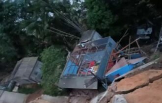 Desabamento em Manicoré destrói casas e deixa população em pânico