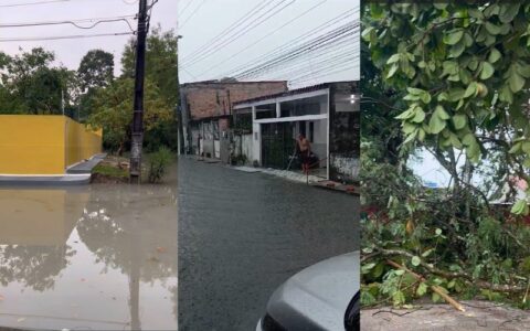Manaus registra tombamento de casa e alagações durante forte chuva