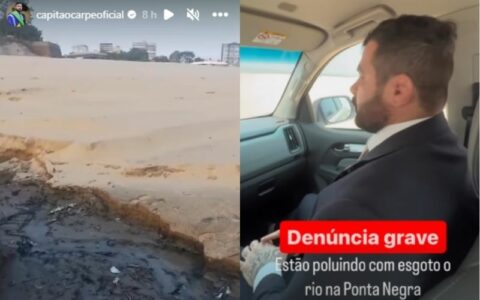 Capitão Carpê 'descobre' tubulação de esgoto na Ponta Negra