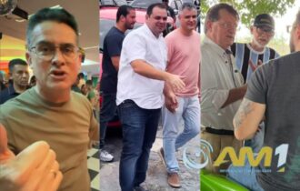 Imagem colorida mostra David Almeida, Roberto Cidade e Zé Ricardo
