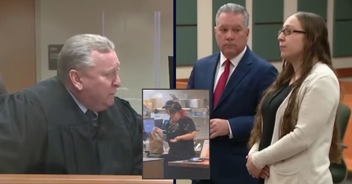 Imagem colorida mostra Rosemary Hayne em tribunal e no momento do crime