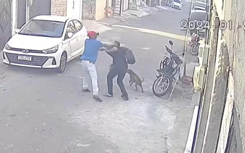 Vídeo: homens brigam na rua e se matam com a mesma arma