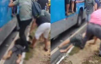 Vídeo: passageiros agridem homem suspeito de assalto a ônibus em Manaus