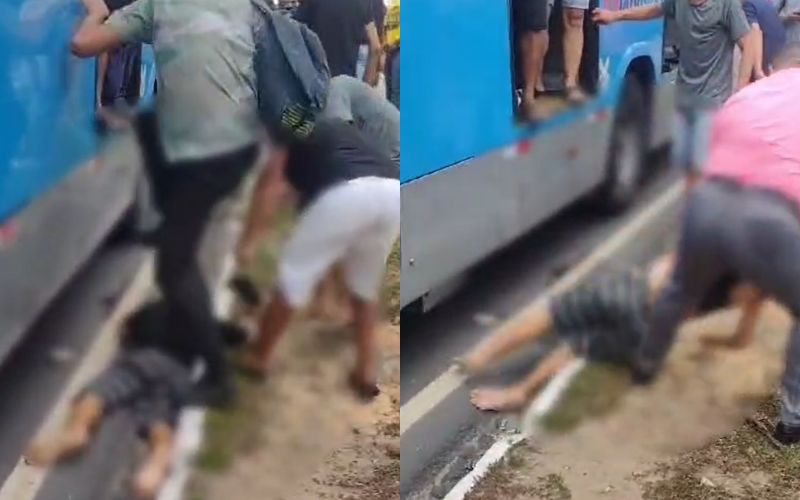 Vídeo: passageiros agridem homem suspeito de assalto a ônibus em Manaus