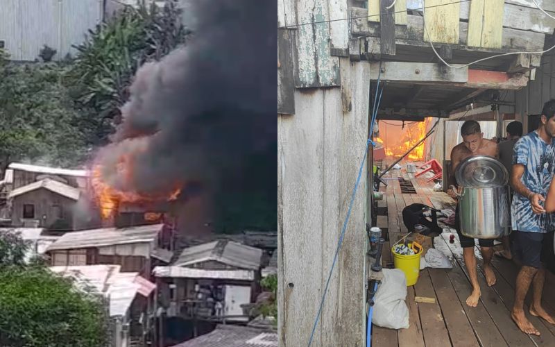 Vídeo: incêndio atinge palafitas na área do centro de Manaus