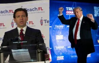 ron-desantis-x-trump-foto-montagem-redes-sociais