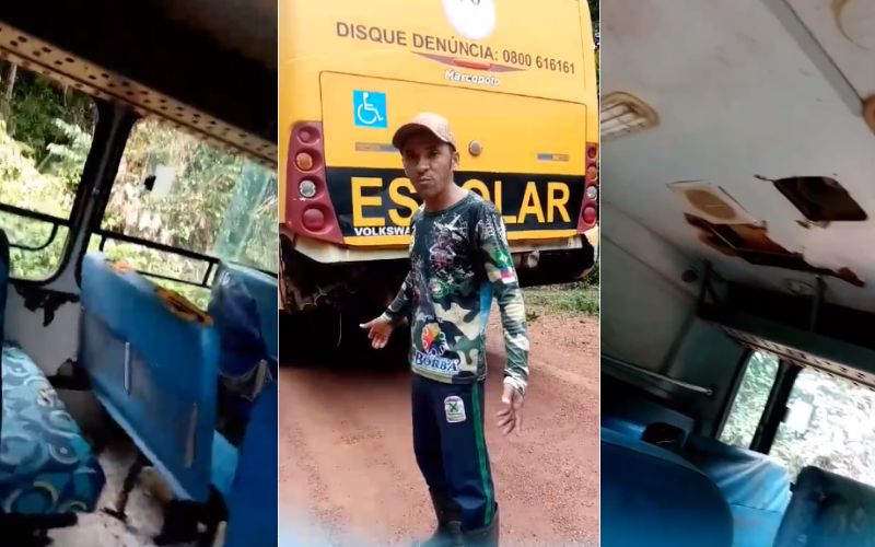 Borba: empresa contratada por Simão usa ônibus precário para transporte escolar