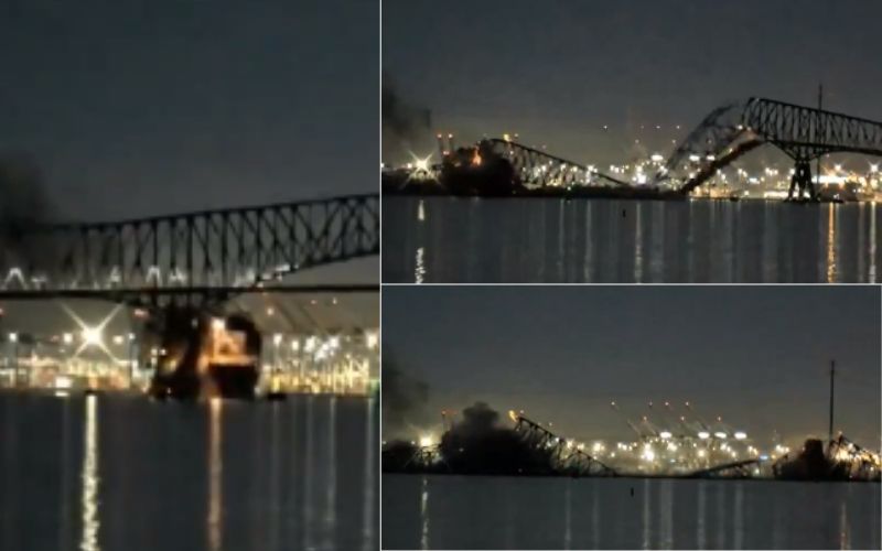 Ponte desaba nos EUA após ser atingida por navio; 7 pessoas são procuradas no rio