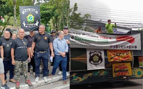 Em manifestação policiais pedem reposição da data-base e repudiam atitude de deputada