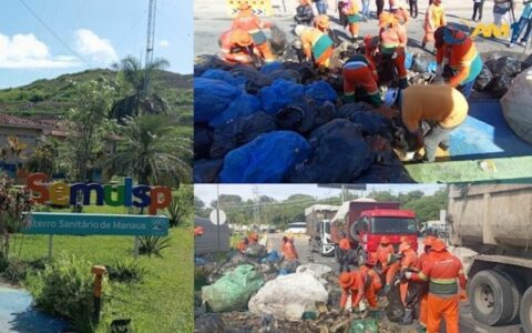 Semulsp retira lixo deixado por Amom Mandel em frente ao aterro sanitário de Manaus