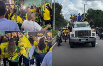 Sob gritos de 'mito', Bolsonaro desembarca em Manaus e segue em carreata
