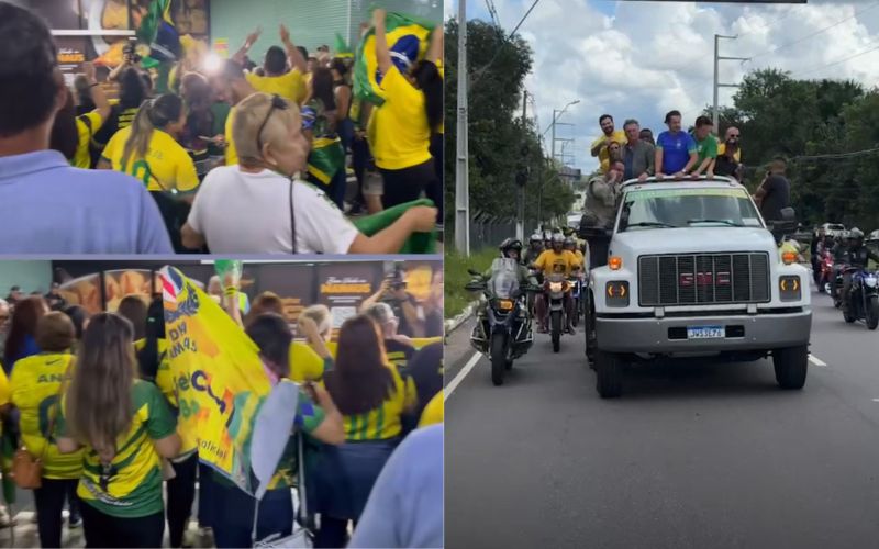 Sob gritos de ‘mito’, Bolsonaro desembarca em Manaus e segue em carreata