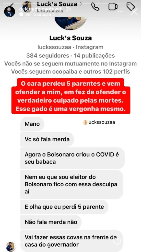 João Tayah sobre ataques em suas redes sociais, após manifestação