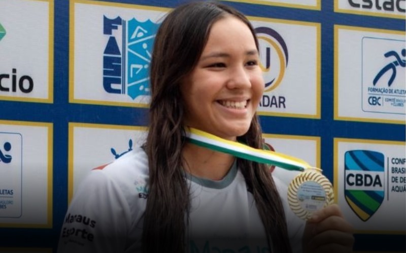 Nadadora do ‘Manaus Olímpica’ fatura bicampeonato brasileiro em Santa Catarina