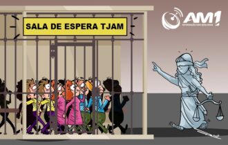Sala de espera do TJAM para as famílias dos presos se assemelha a uma cadeia