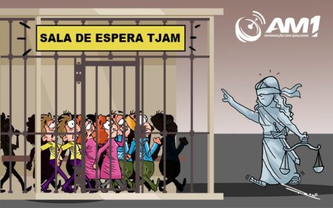 Sala de espera do TJAM para as famílias dos presos se assemelha a uma cadeia