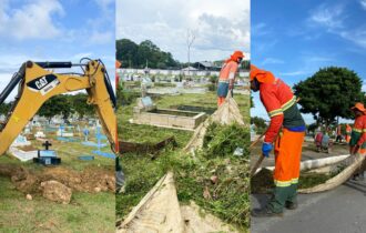 Cemitérios de Manaus recebem mutirão de limpeza para o Dia das Mães