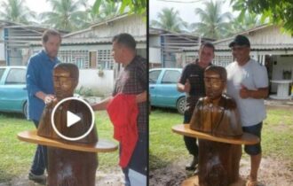 Artesão em Itacoatira diz que vereador não pagou estátua entregue a Plínio Valério